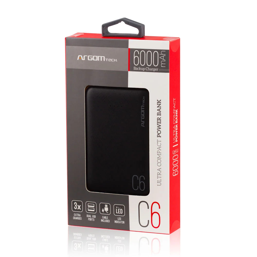 POWER BANK ARGOM C6 6000 MAH DUAL USB