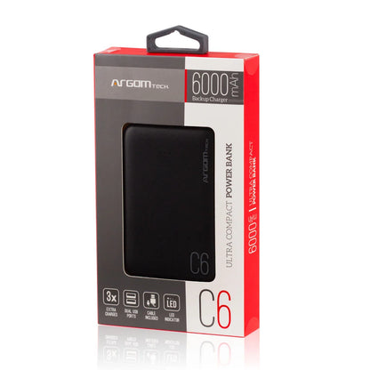 POWER BANK ARGOM C6 6000 MAH DUAL USB