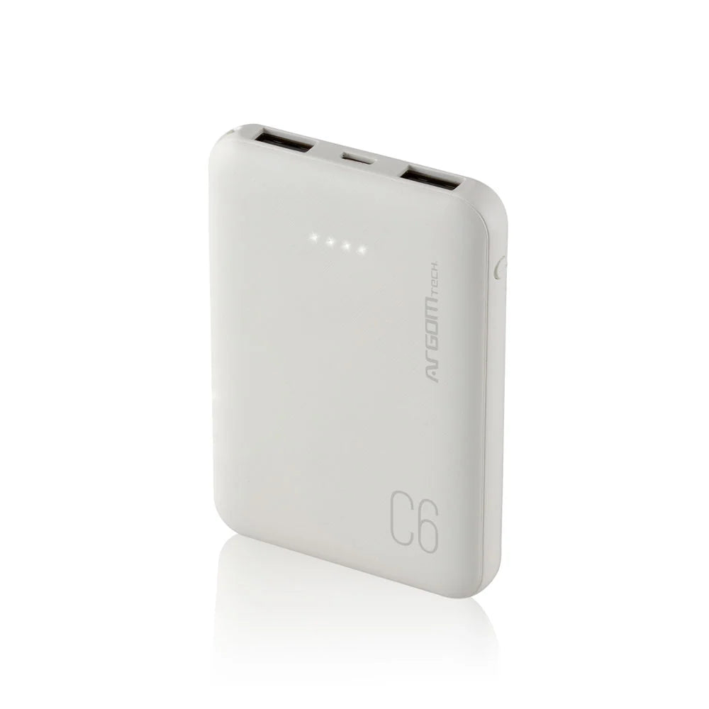 BATERIA PORTATIL ARGOM C6 6,000MAH BLANCA