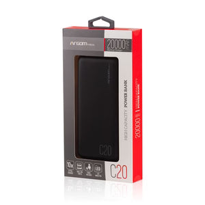 BATERIA PORTATIL ARGOM C20 USB 20000MAH