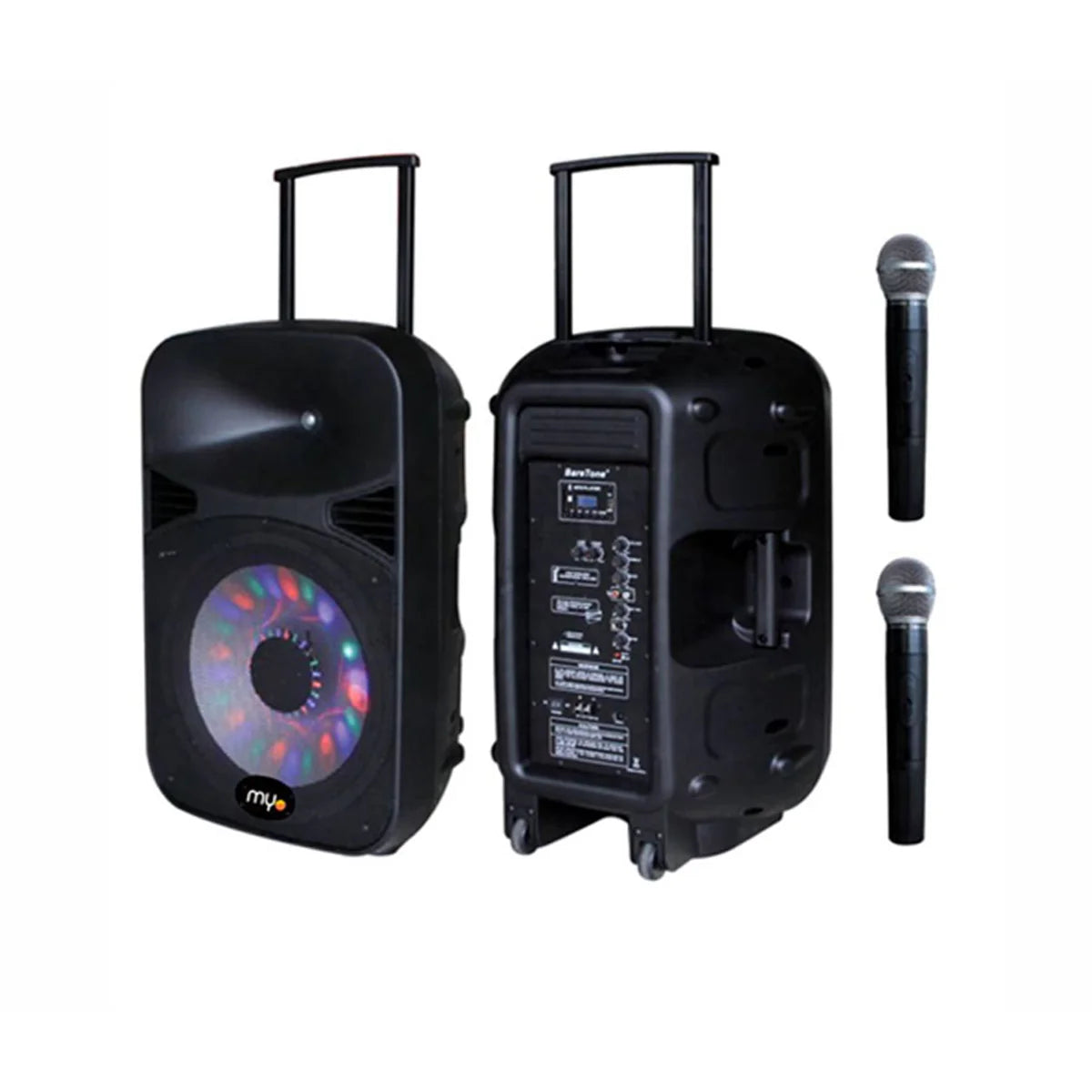BOCINA Y KARAOKE MYO 15 WOOFER 120W + 2 MICROFONOS