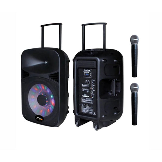 BOCINA Y KARAOKE MYO 15 WOOFER 120W + 2 MICROFONOS