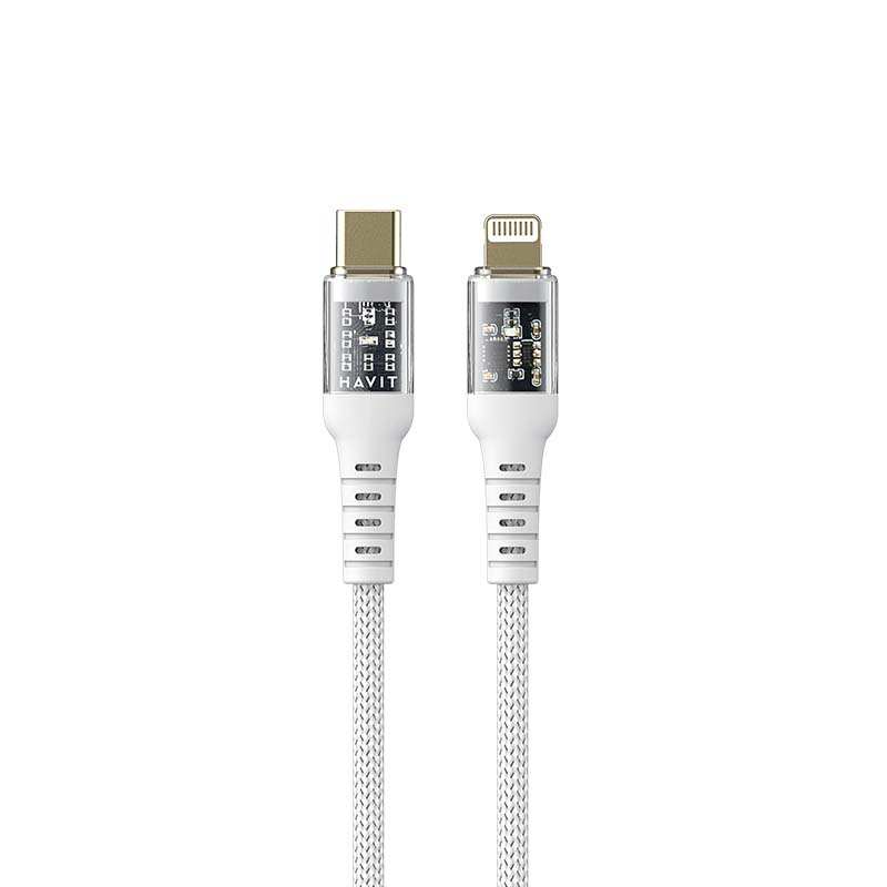 CABLE HAVIT CB6241 TIPO C A LIGHTNING 30W BLANCO