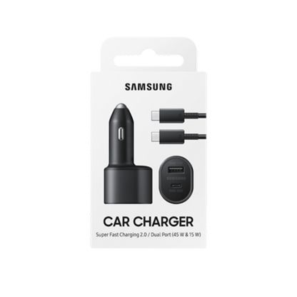 CARGADOR AUTO SAMSUNG 45W TIPO-C  Y 15W USB ORIGINAL